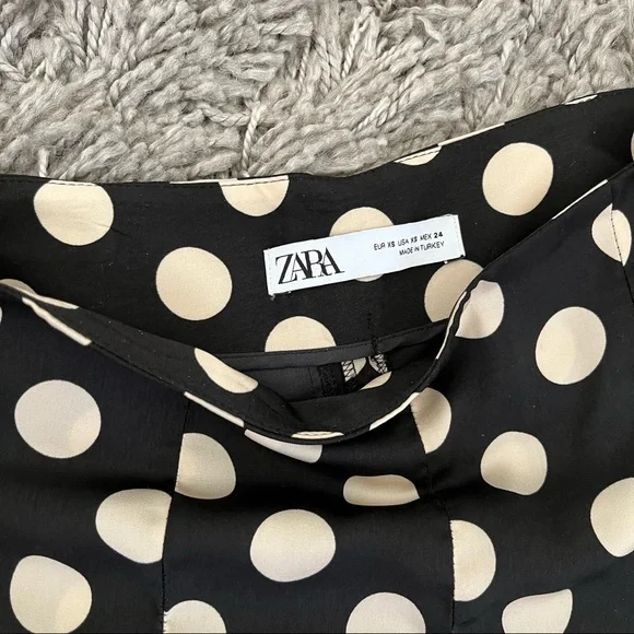 ZARA Polka Dot High Waist Satin Pants, XS - Picture 6 of 10